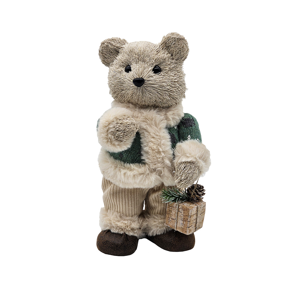 Image Decorative Xmas Natural Straw Bears - Boy- 27cm